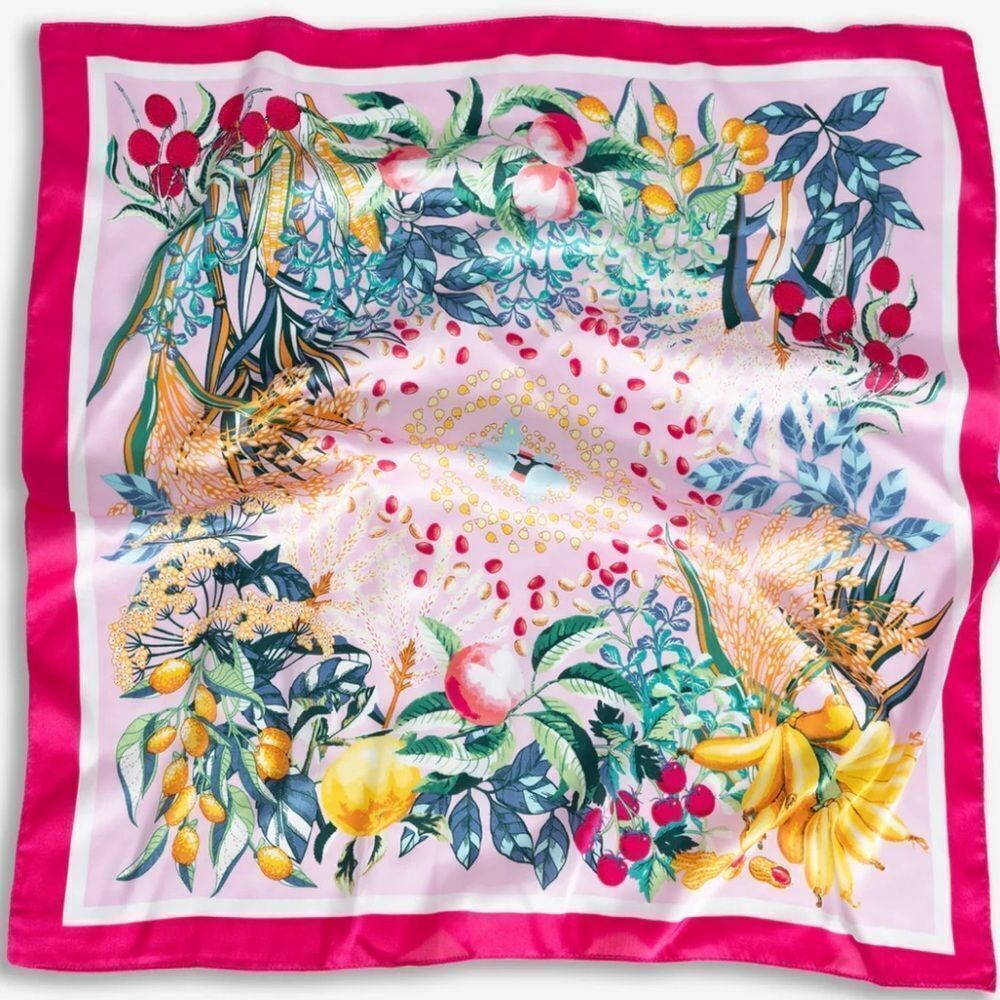 Vibrant Floral Silky Scarf
